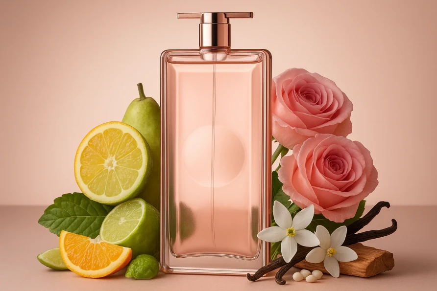 عطر ایدول لانکوم همراه نت های موجود در عطر